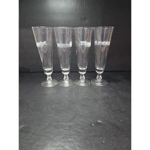 Anheuser Busch Glass‎ Pilsners, Set of 4, Clydesdales Wagon Etched, Beer Glasses